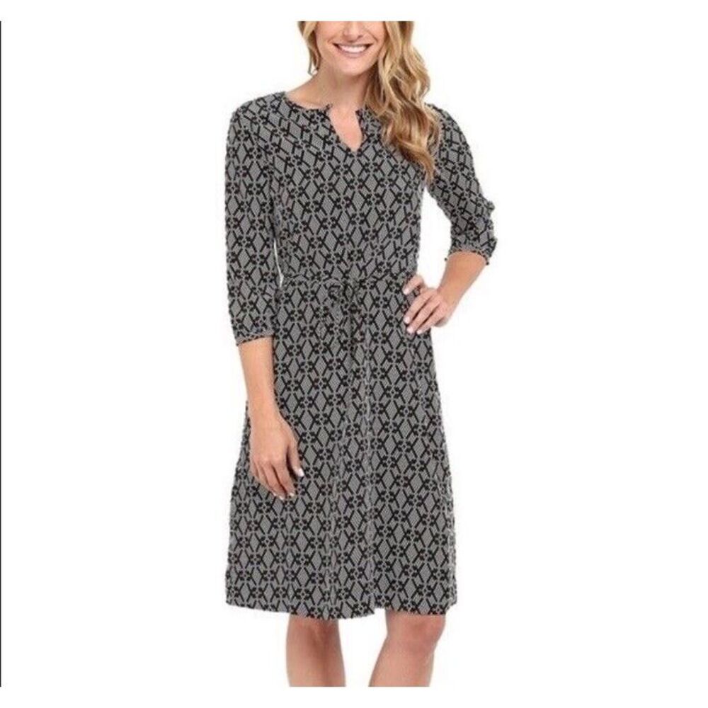 Pendleton City Shift Geometric Print Black 100% Silk Dress Knee Length Women's 6